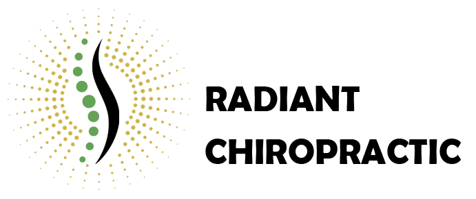 Radiant Chiropractic logo featuring a stylised spine and clinic name