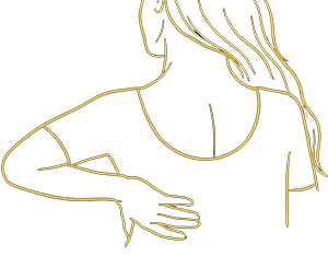 Minimal line illustration of a person holding their lower back to indicate pain