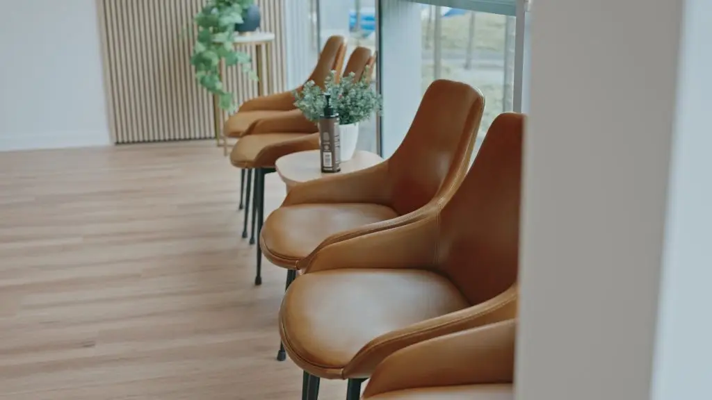 Comfortable waiting area seating inside a modern chiropractic clinic